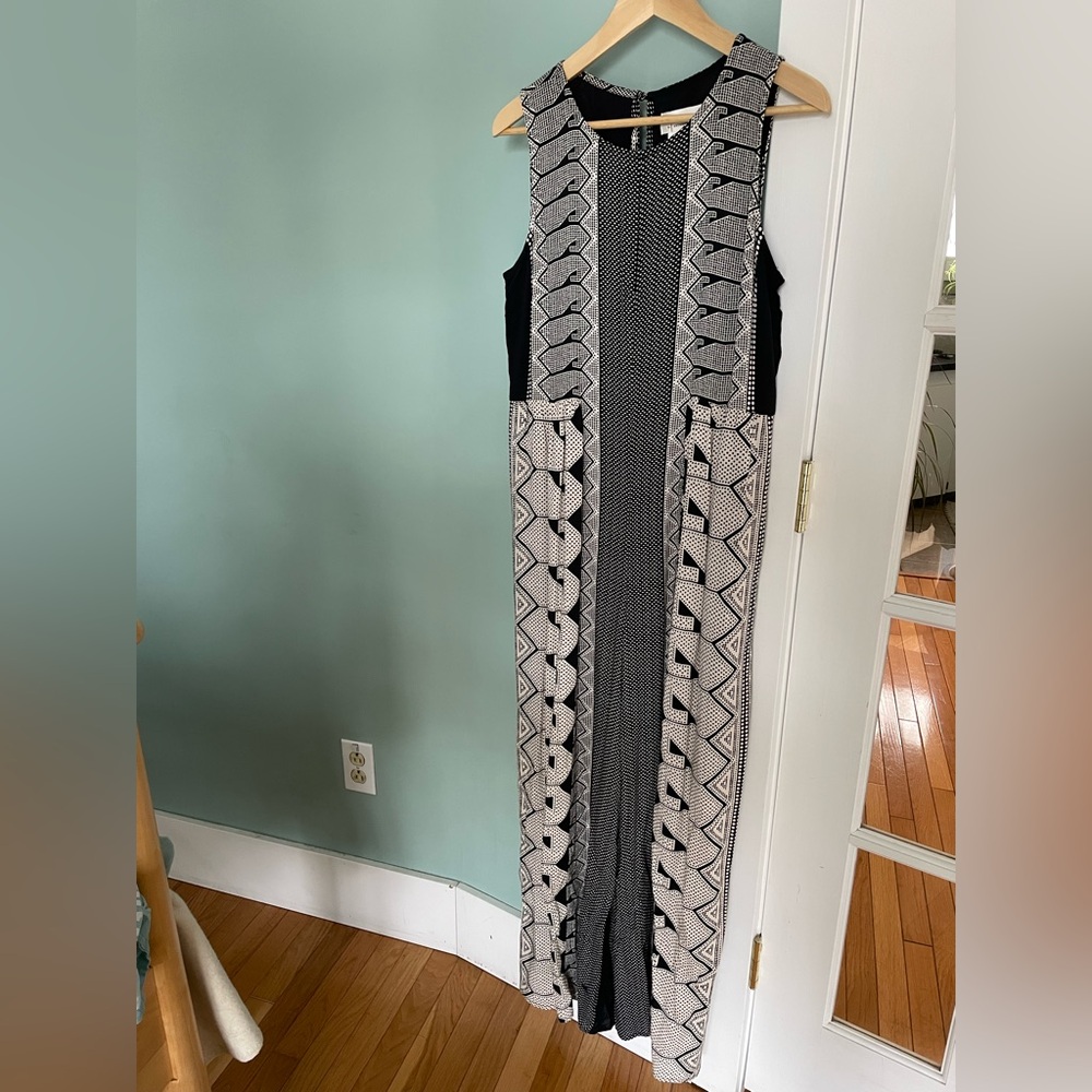 Anthropologie Monochrome Geometric Sleeveless full-length Romper